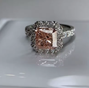 Pink SI Clarity 1.25ctw Lab Diamond Halo Ring