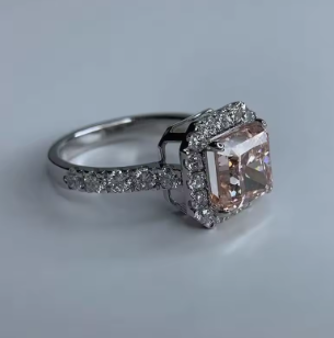 Pink SI Clarity 1.25ctw Lab Diamond Halo Ring
